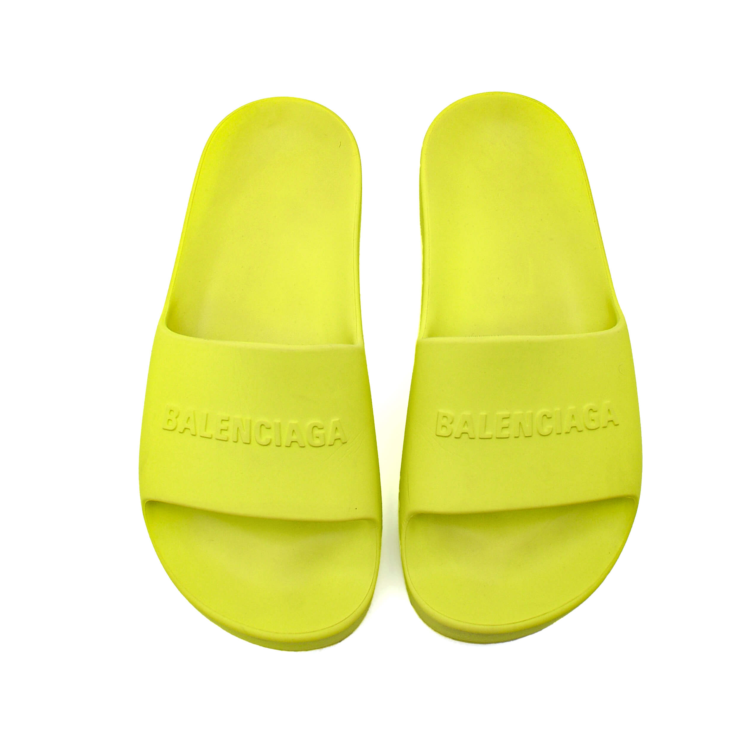 Balenciaga- Neon Yellow Rubber Slippers /39